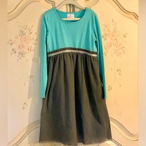 Hanna Andersson Girls’ 130/8 Aqua/Antwerp Grey Tulle Dream Dress